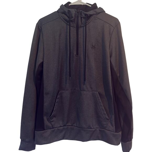 Spyder Active Quarter-Zip Hoodie Pullover SPM804R Black Gray Men's Medium - Picture 6 of 7